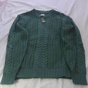 J. Crew Forest Green Cable Knit Sweater